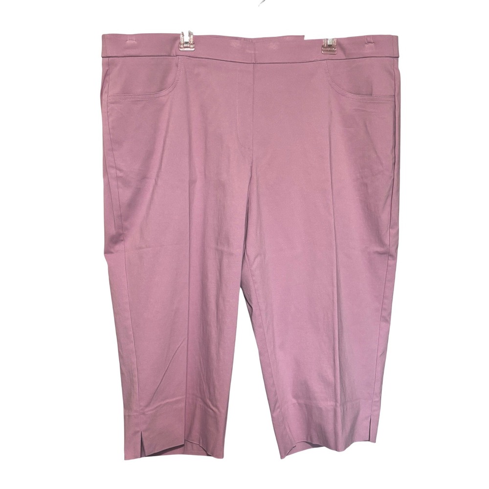 Alfred Dunner Allure Capri Peony Pink Super Stretch Slimming Pants 22W NEW